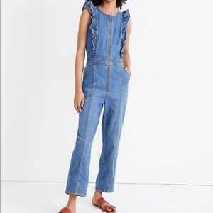 Madewell Ruffle denim jumpsuit